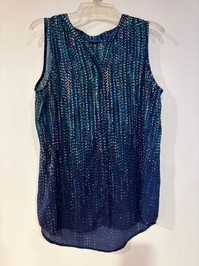 Apt. 9 Navy & Teal Sleeveless V-Neck Blouse